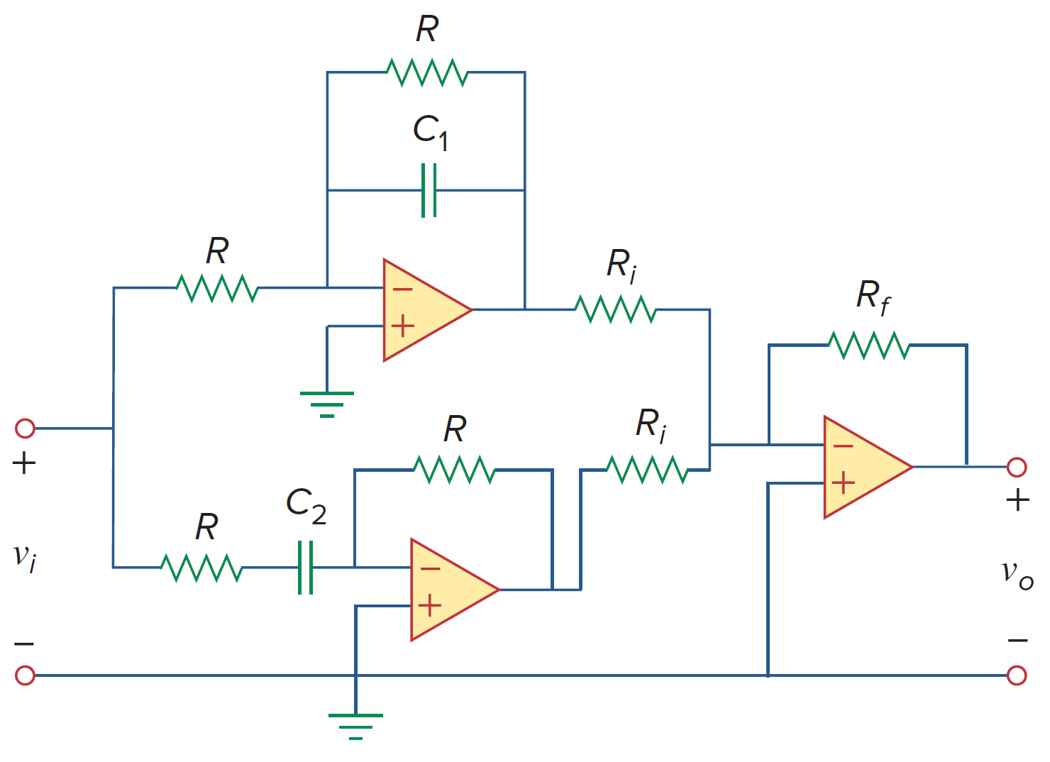 Active band-reject filter.